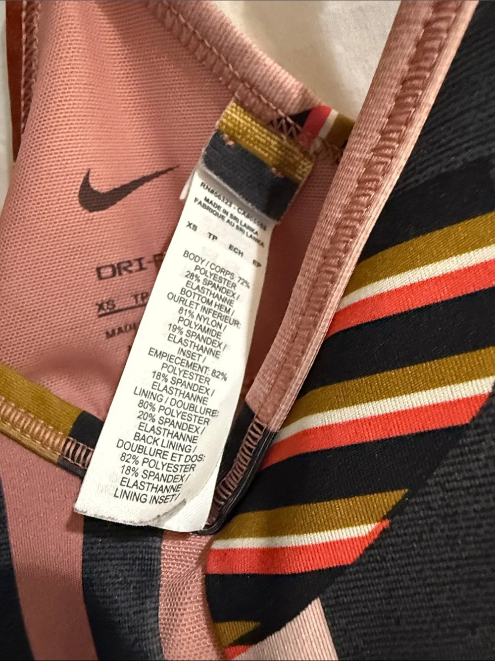 Nike Geometric Strappy Sports Bra — Pink, Black, Mustard, Cream XS